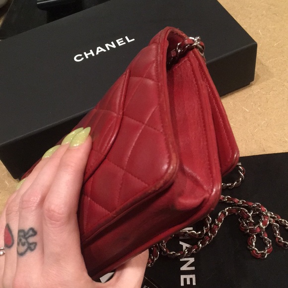 Red Chanel Quilted WOC Wallet on Chain - Picture 10 of 14